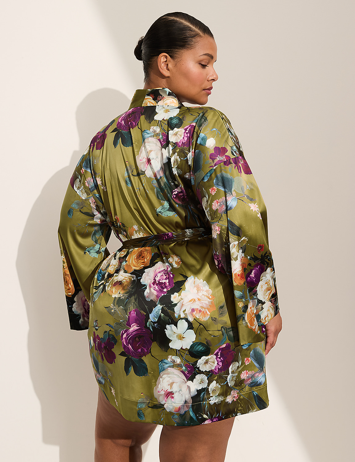 Printed Stretch Satin Robe Product Image 2