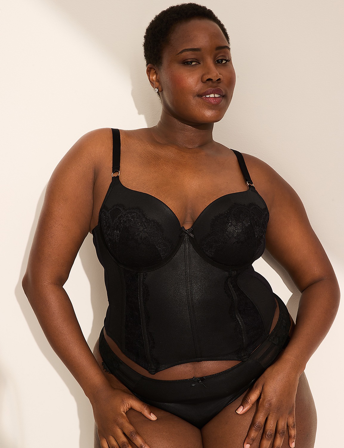 Faux-Leather Lightly Lined Balconette Merry Widow Product Image 4