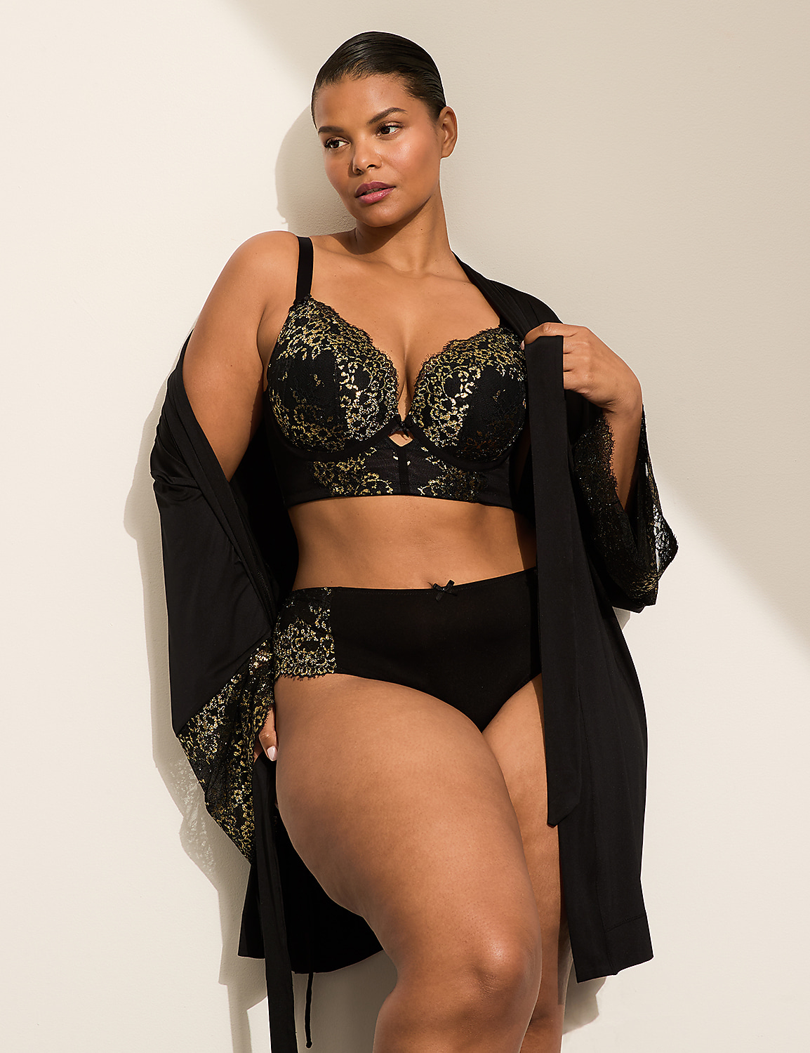 Shimmery Lace-Trim Robe Product Image 3