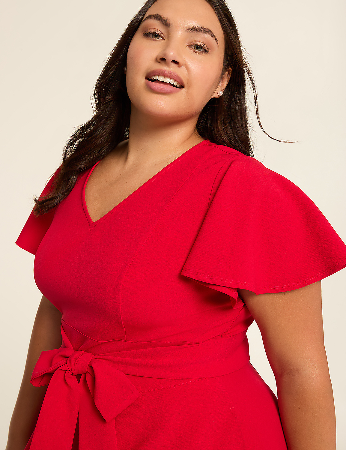 Lena V-Neck Level-Hem Midi Dress Product Image 3