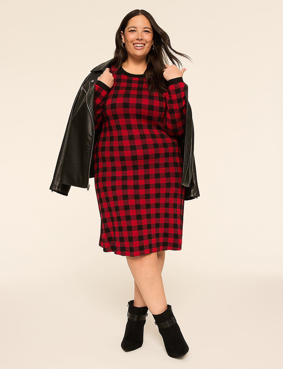 Long-Sleeve Crew-Neck Sweater Dress Product Image 4
