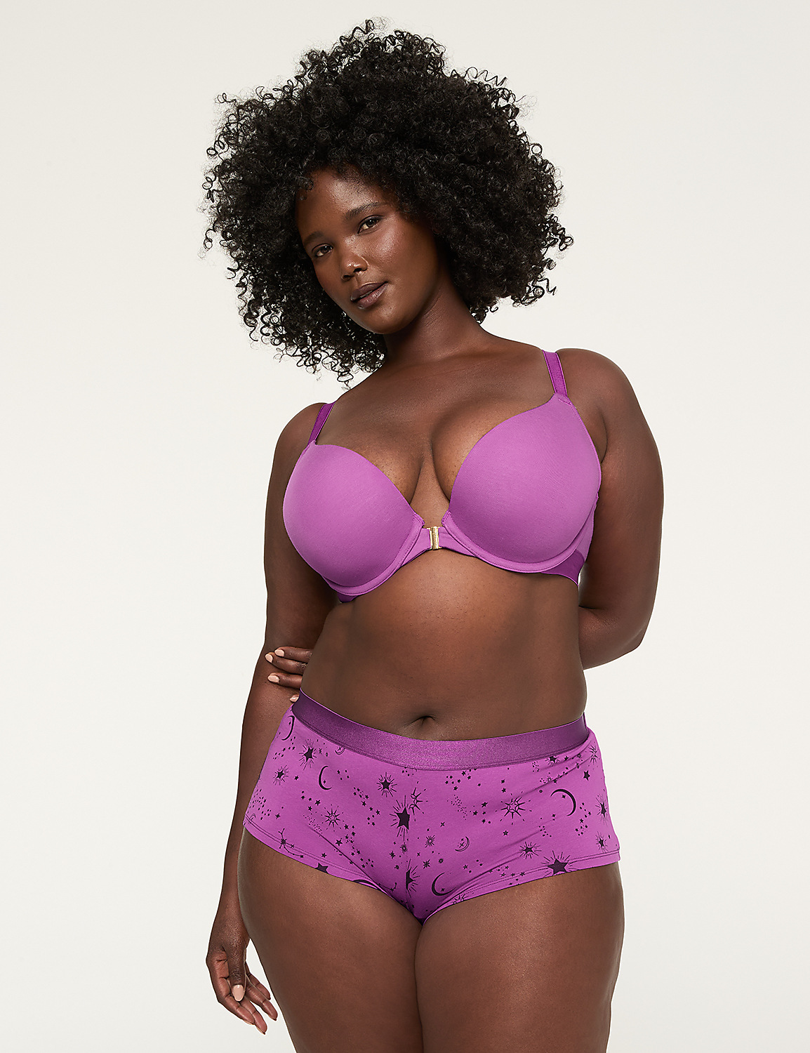 Front-Close Cotton Boost Plunge Bra Product Image 4