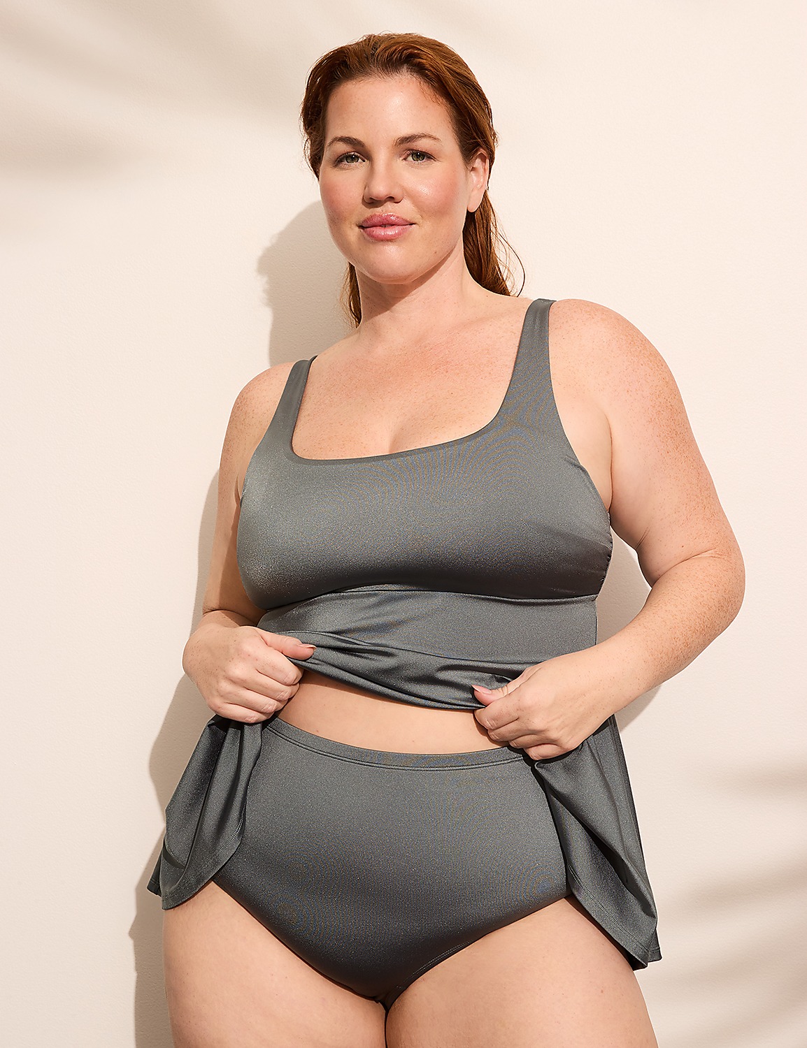 No-Wire Shimmer Swing Tankini Top Product Image 7