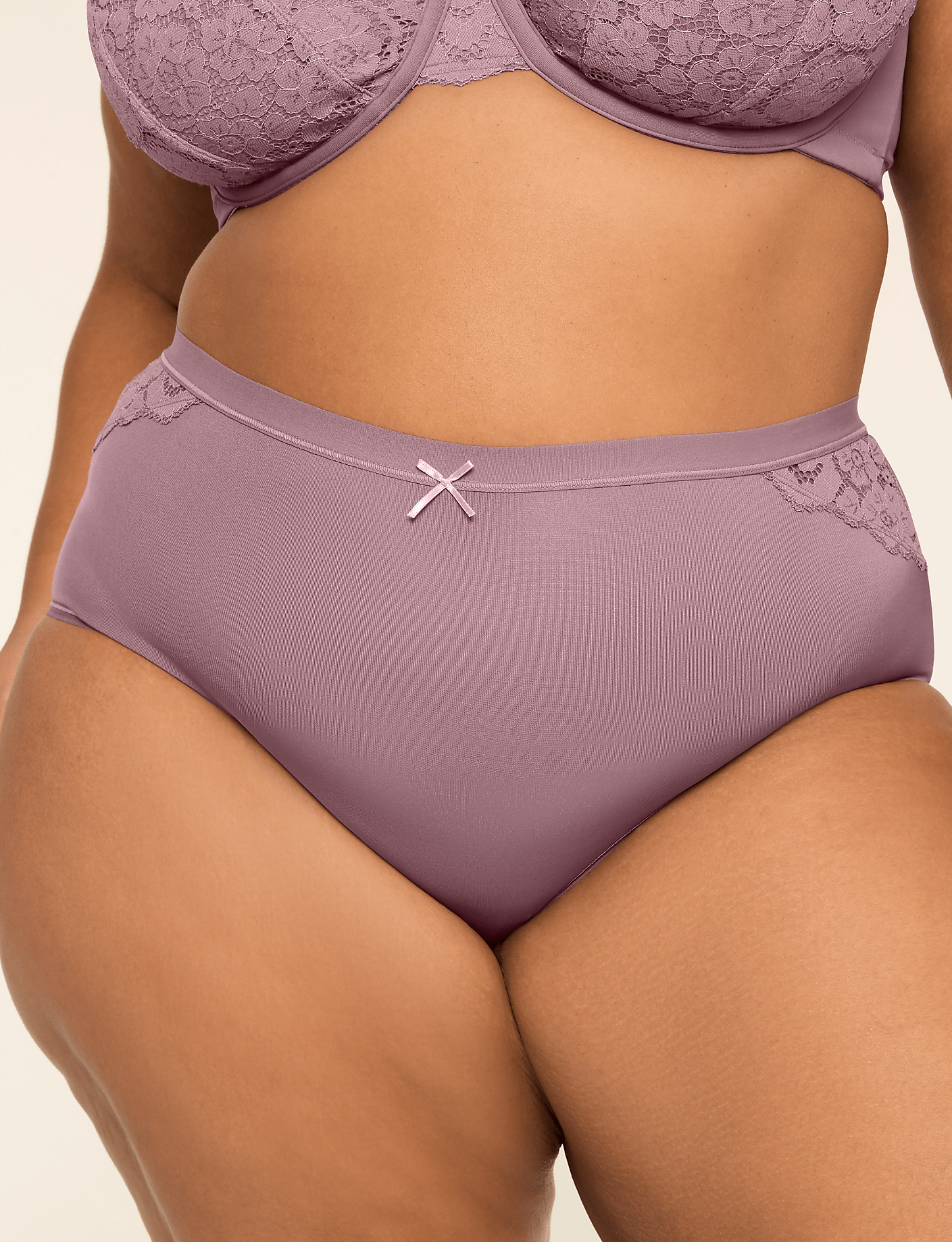No-Show Full Brief Panty With Lace Trim - thumbnail 4