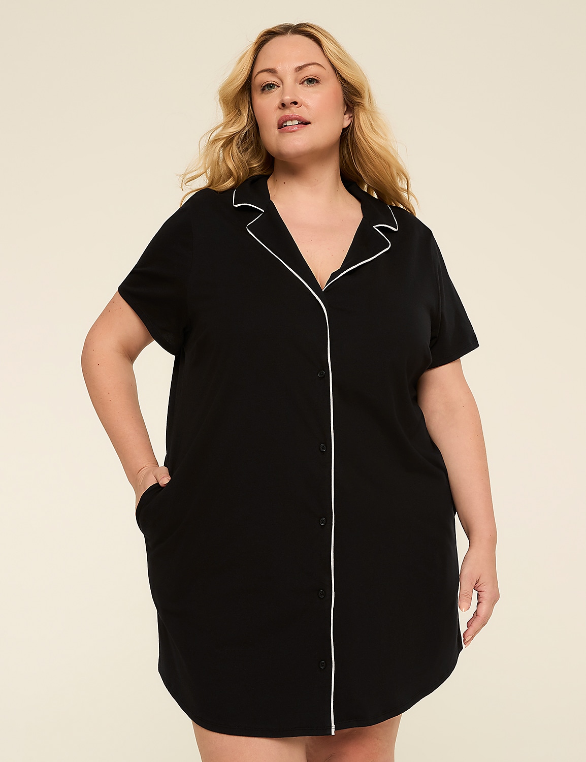 Comfy Cotton Notch-Neck Sleepshirt Product Image 1