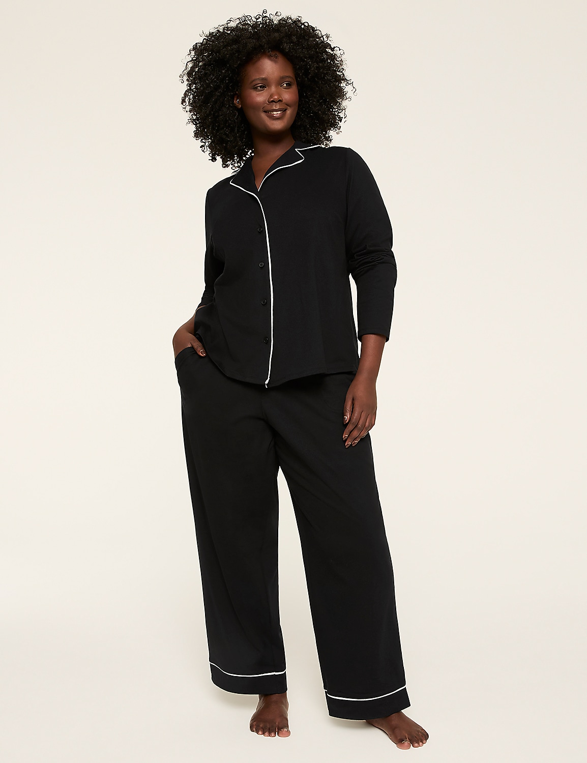 Comfy Cotton Notch-Neck Top & Pant PJ Set Product Image 1