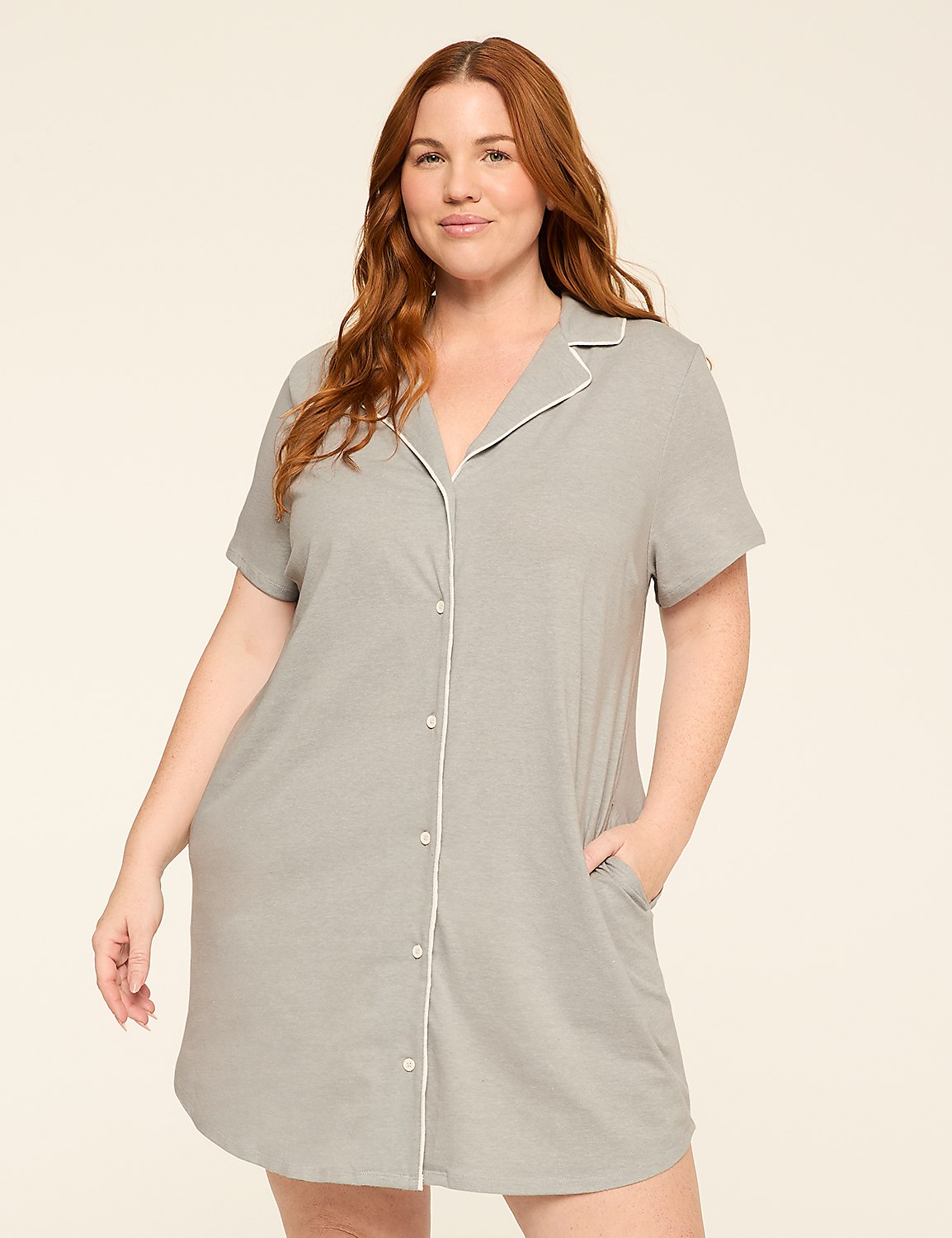 Comfy Cotton Notch-Neck Sleepshirt Product Image 1