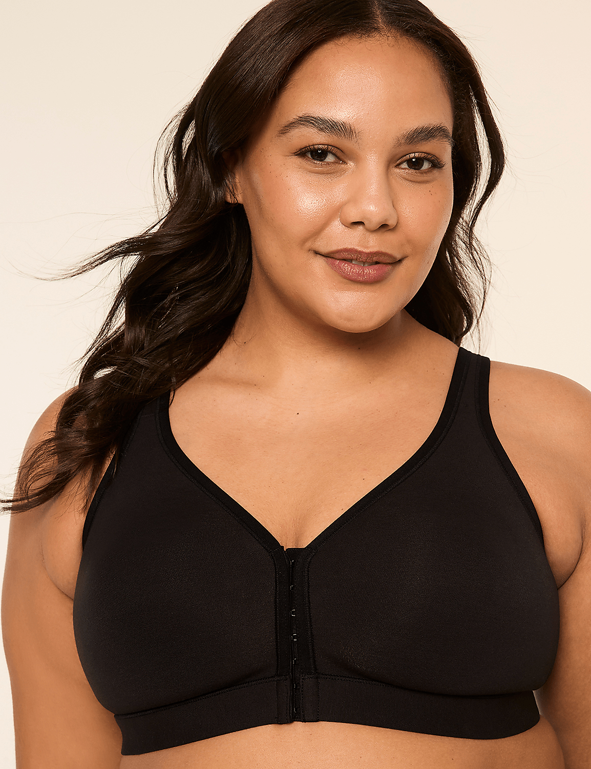 Cotton Unlined Front-Close No-Wire Bra Product Image 1