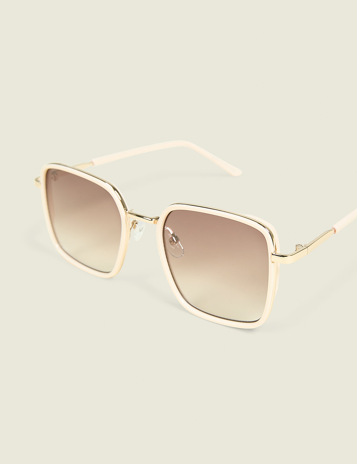 White-Accented Square Sunglasses Product Image 1