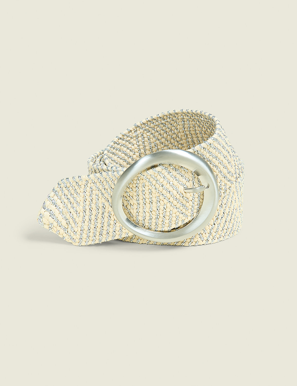 Multi-Wear Silvertone Raffia Belt Product Image 1