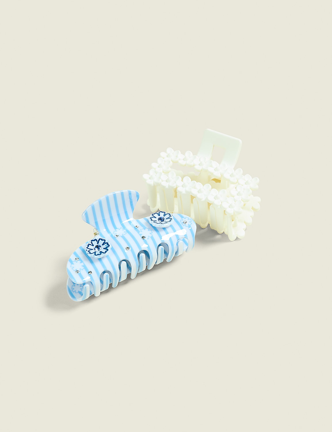 Blue & White Floral Claw Clip 2-Pack Product Image 1