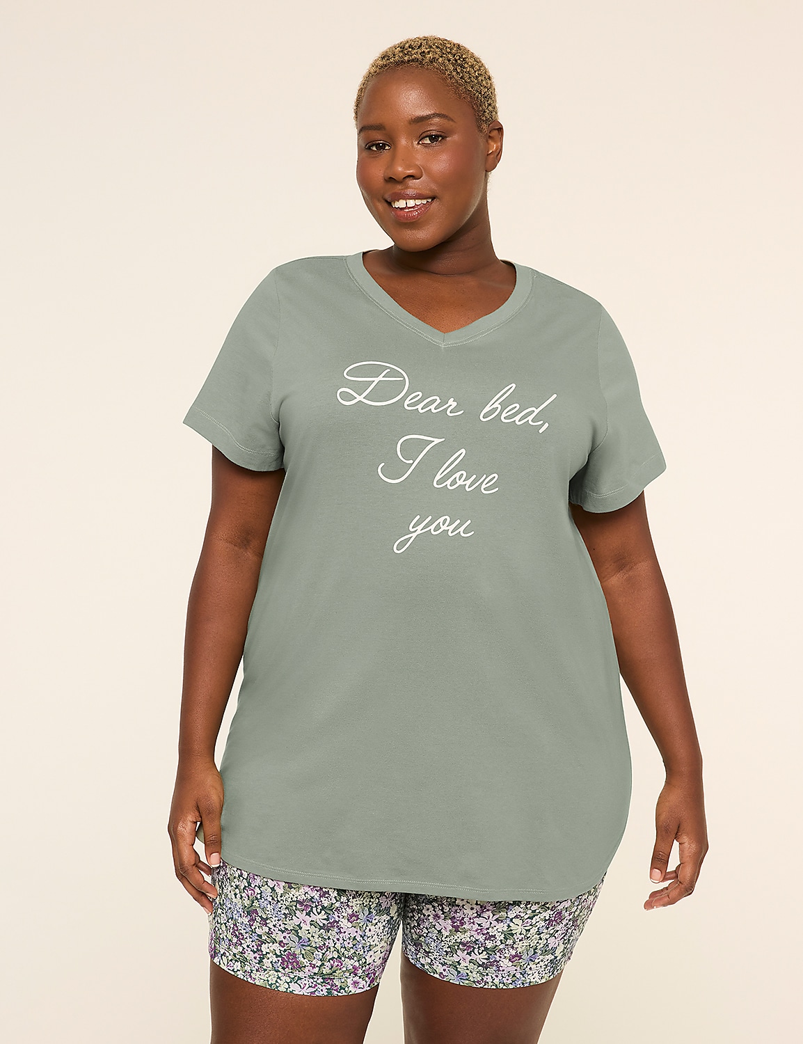 Comfy Cotton Tunic Tee & Bike Short PJ Set Product Image 1