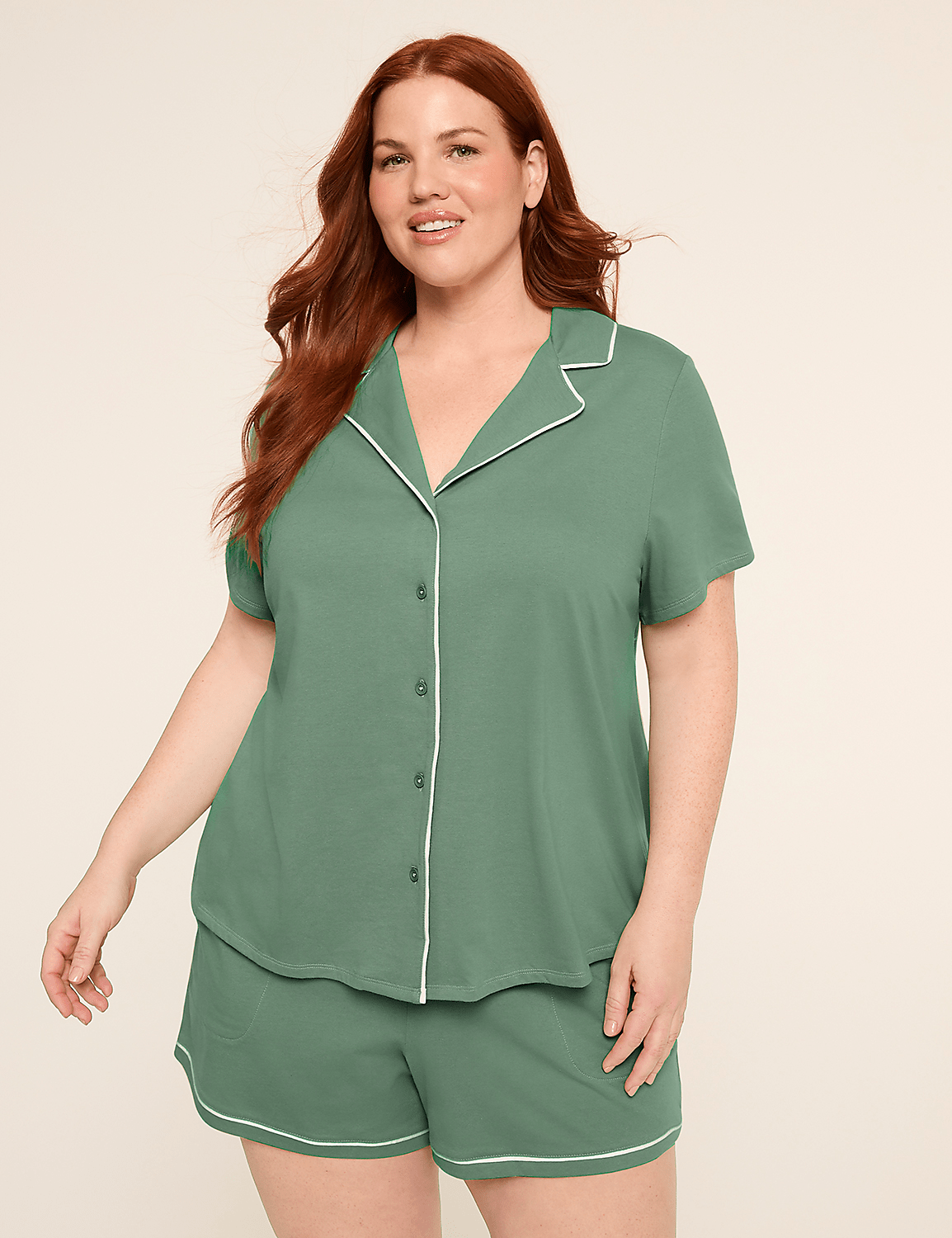 Comfy Cotton Notch-Neck Shirt & Short PJ Set Product Image 1