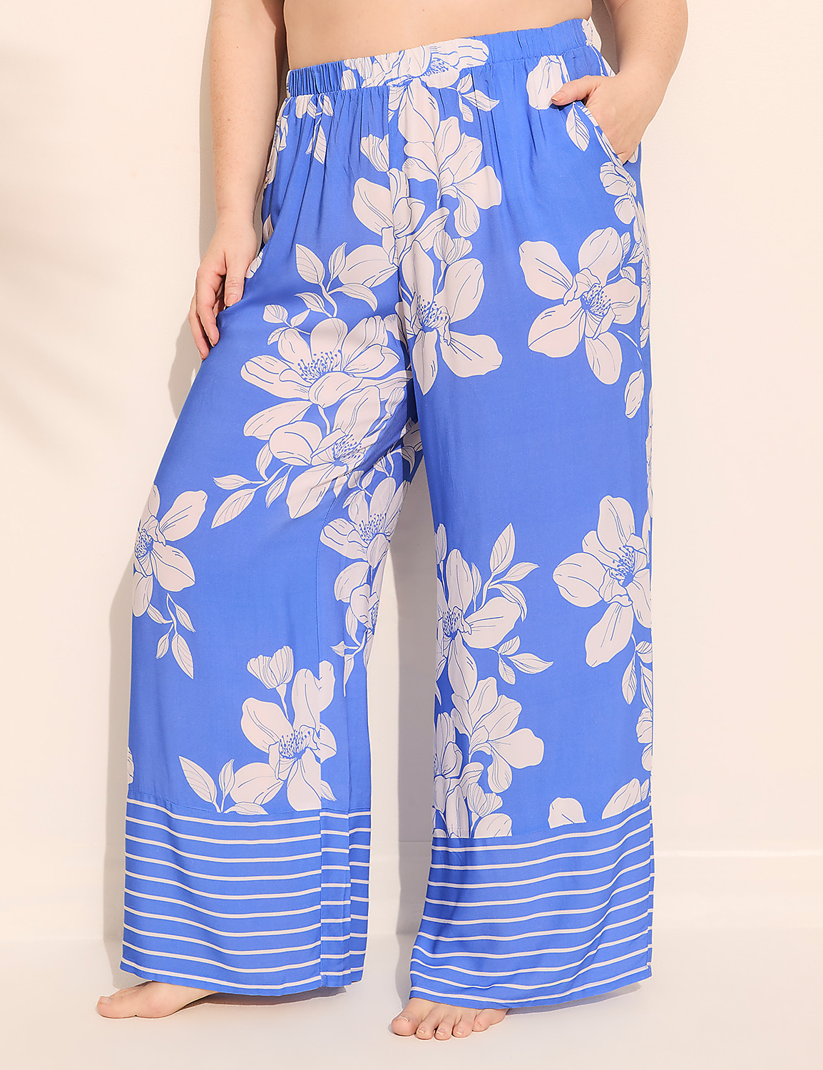 Border-Print Wide Leg Pant Cover-Up Product Image 1