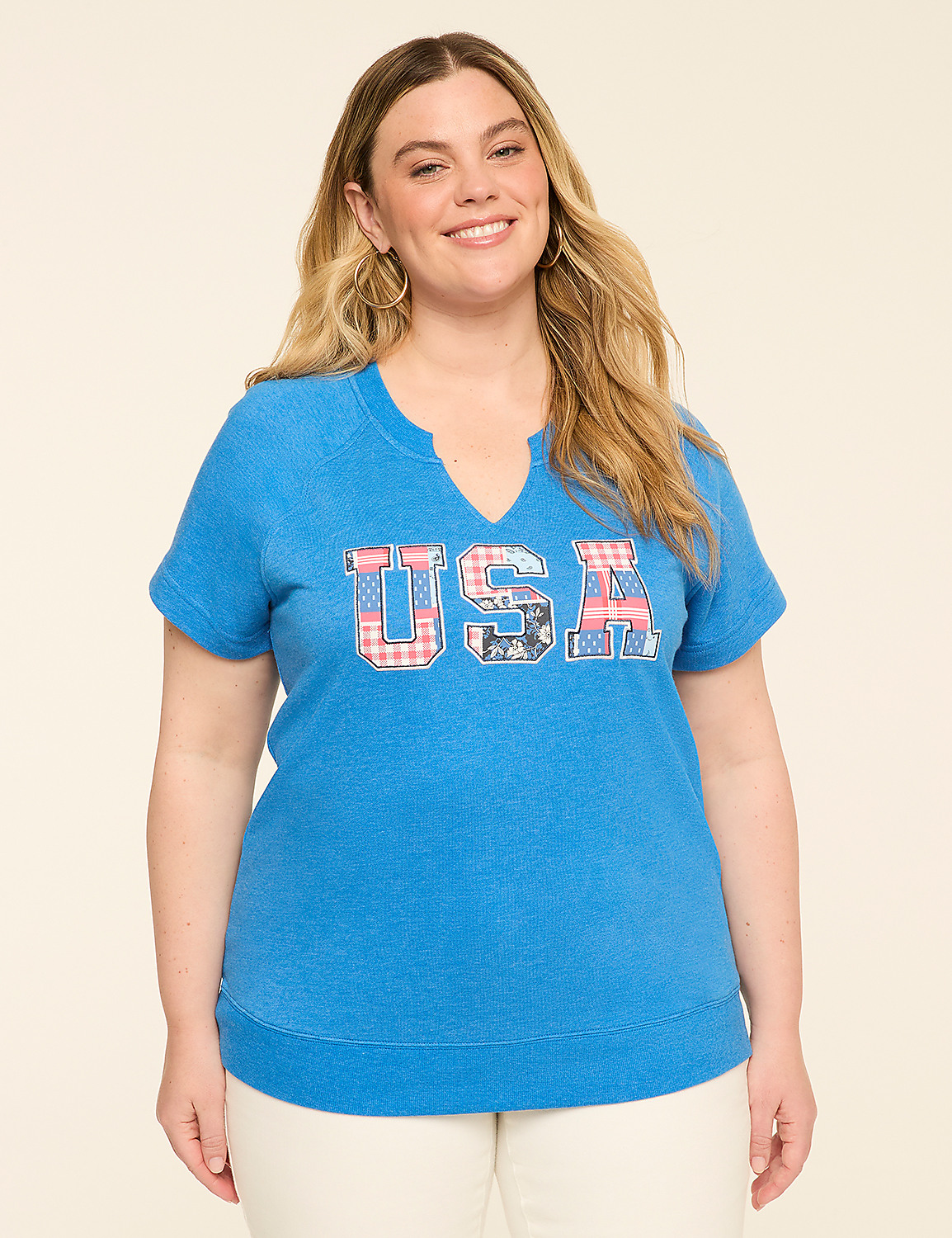 Short-Sleeve USA Graphic Sweatshirt Product Image 1