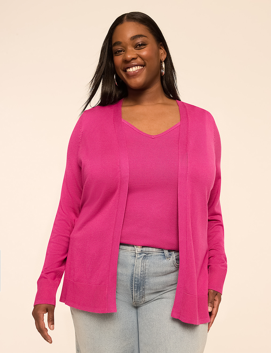 Modern Long-Sleeve Open-Front Cardigan Product Image 1
