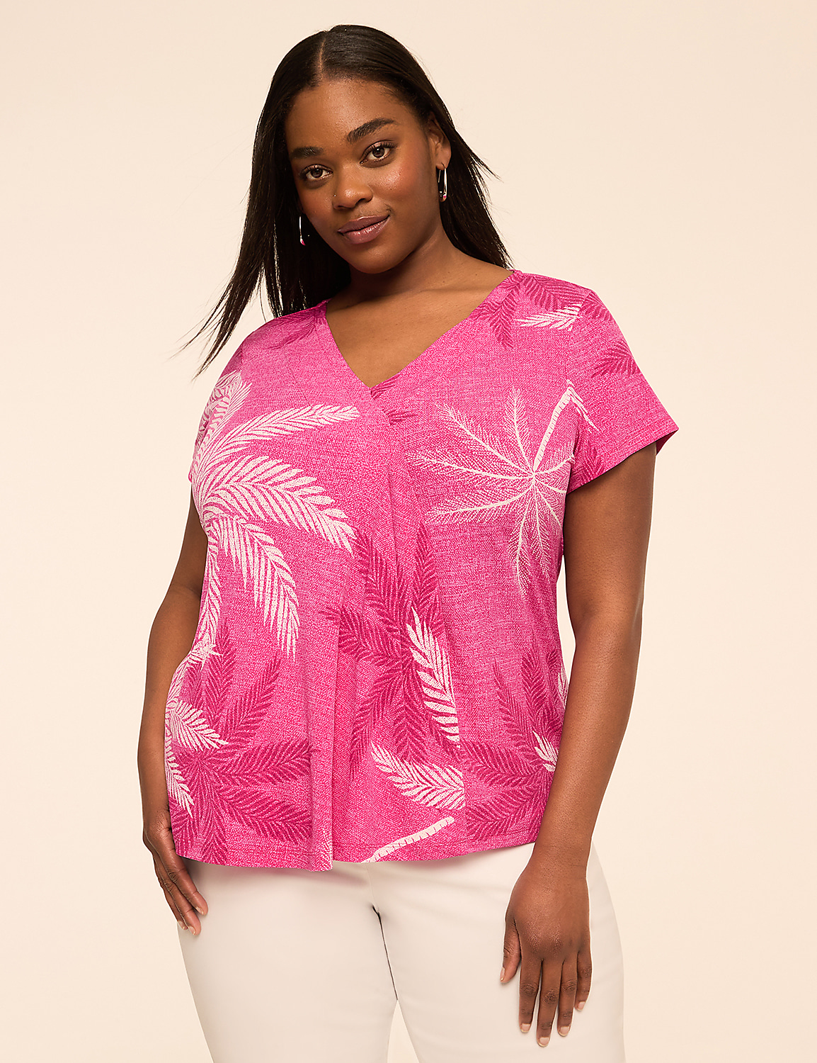 Swing Cap-Sleeve Pleat-Front Top Product Image 1