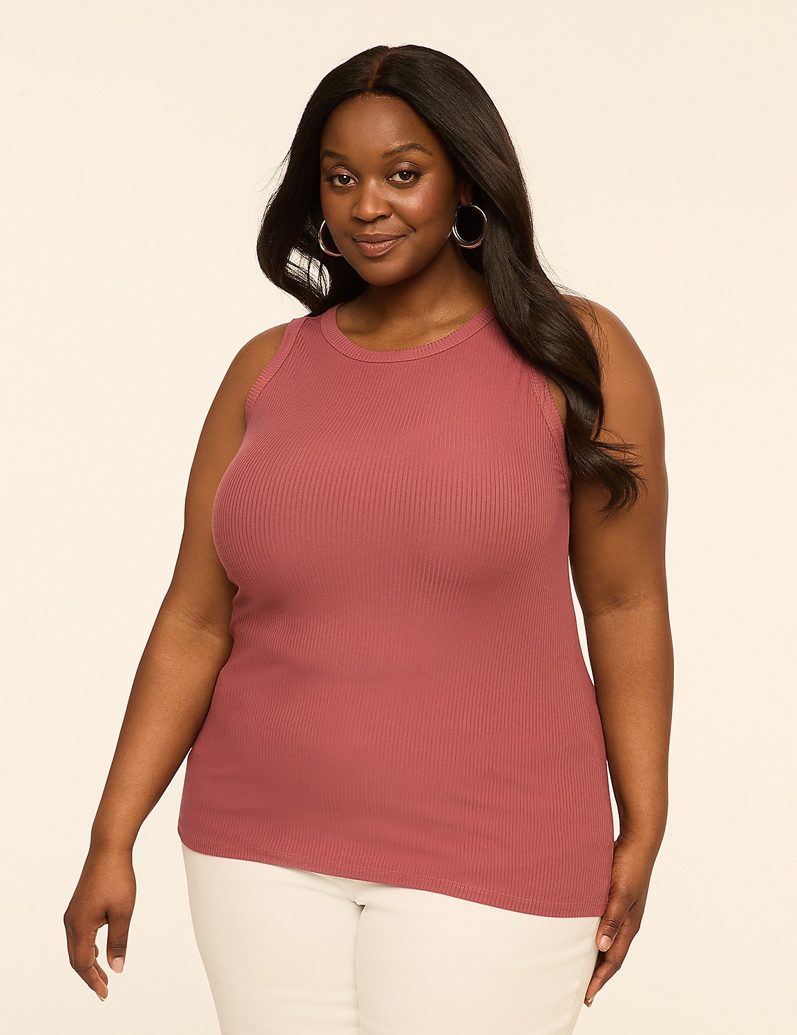 High-Neck Rib Tank | LaneBryant