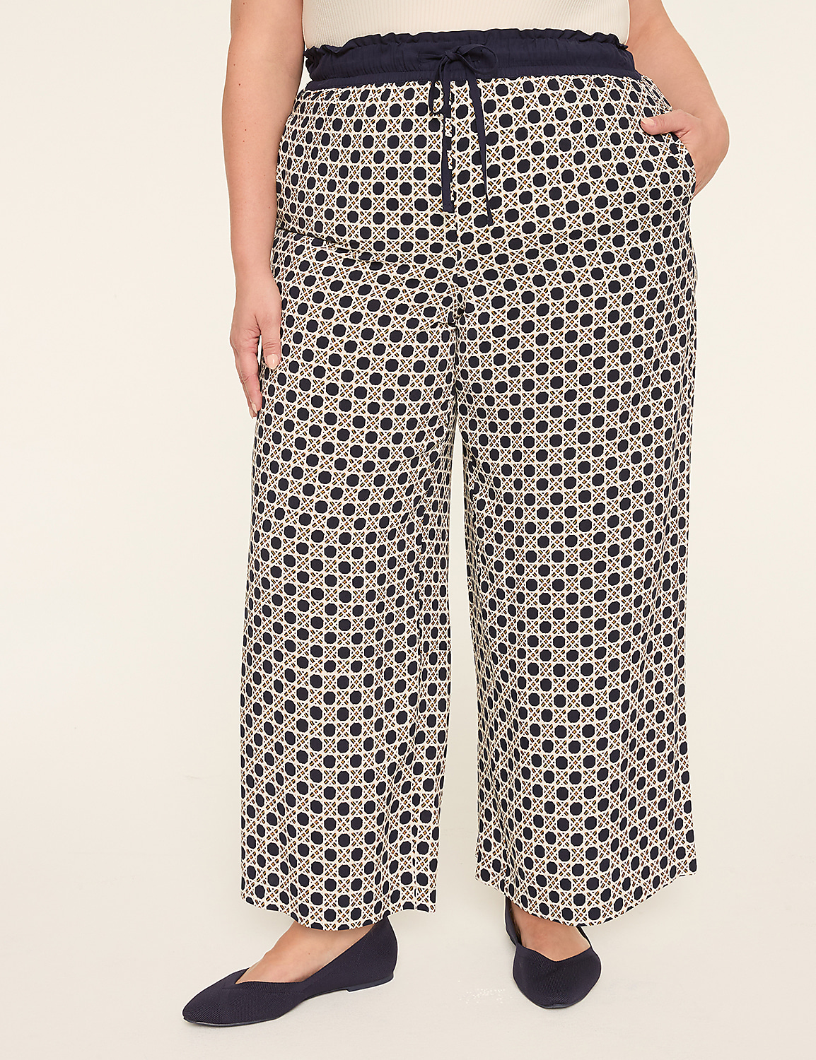 Printed Paperbag Waist Wide Leg Pant Product Image 4