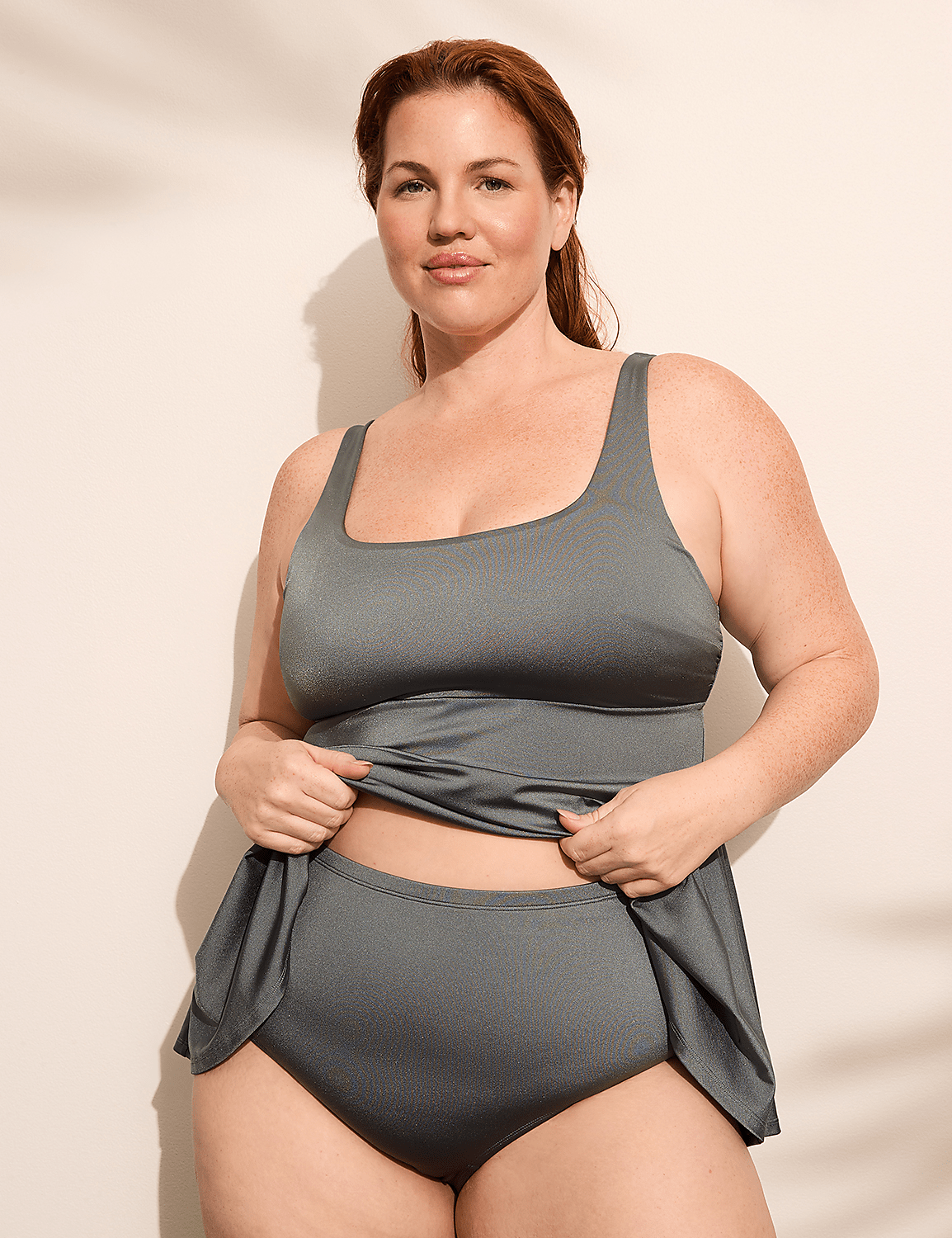 No-Wire Shimmer Swing Tankini Top Product Image 8