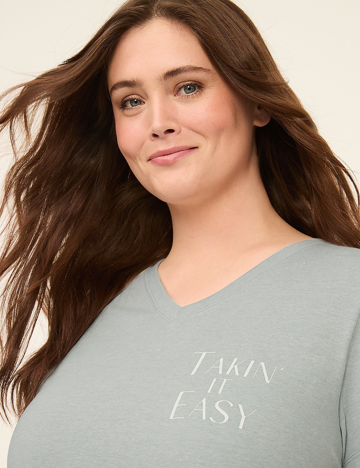 Comfy Cotton V-Neck Tunic Tee & Legging PJ Set Product Image 4