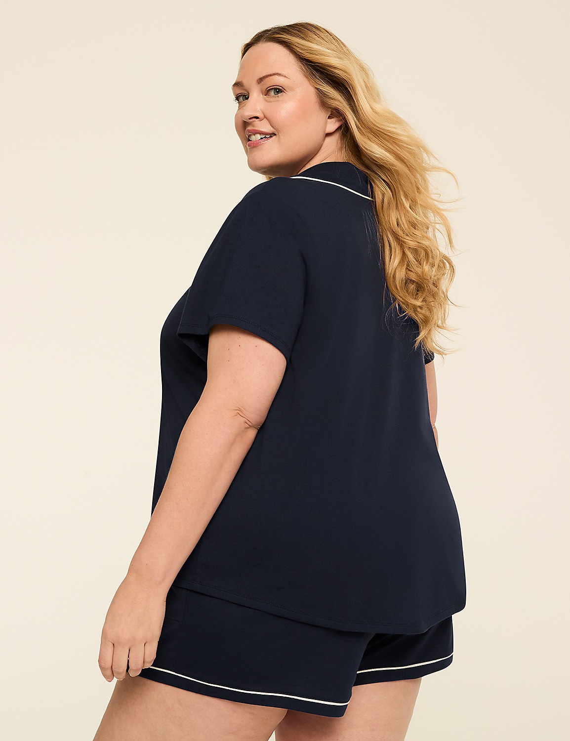 Comfy Cotton Notch-Neck Top & Short PJ Set Product Image 2