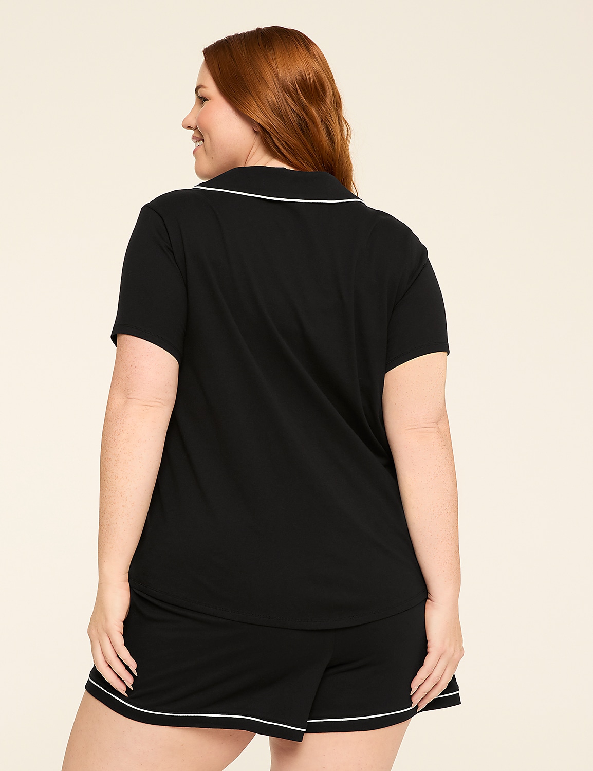 Comfy Cotton Notch-Neck Top & Short PJ Set Product Image 2