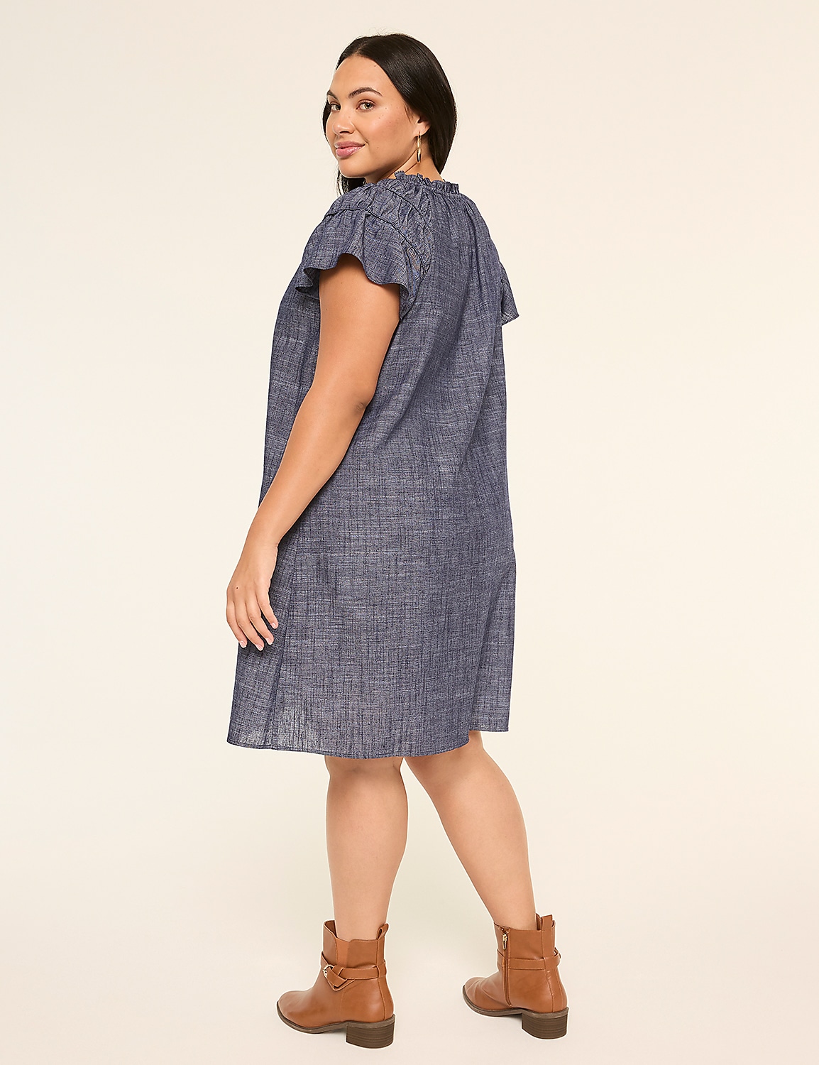 Ruffle Tie-Neck Short Dress Product Image 2