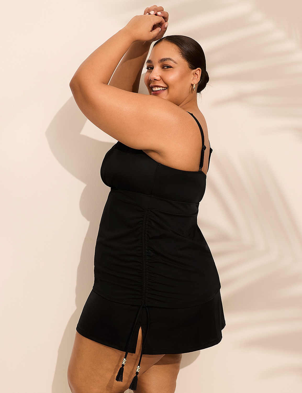No-Wire Ruched Swim Tankini Top Product Image 3
