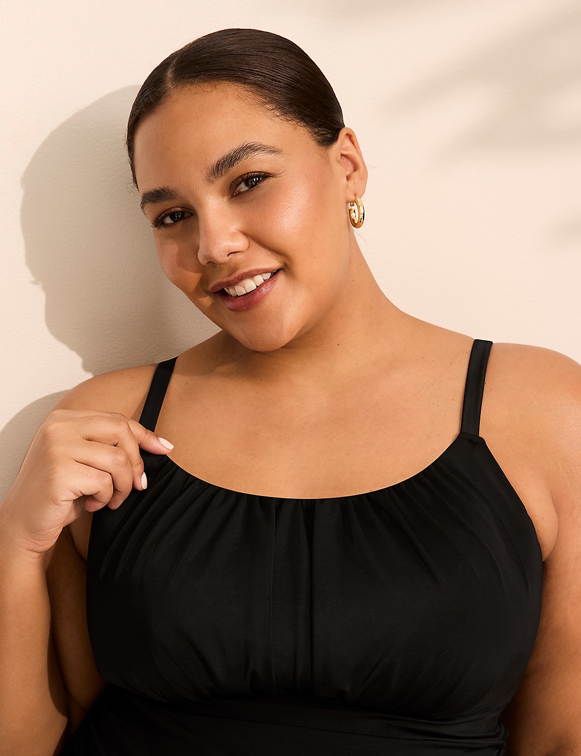 No-Wire Ruched Swim Tankini Top Product Image 4