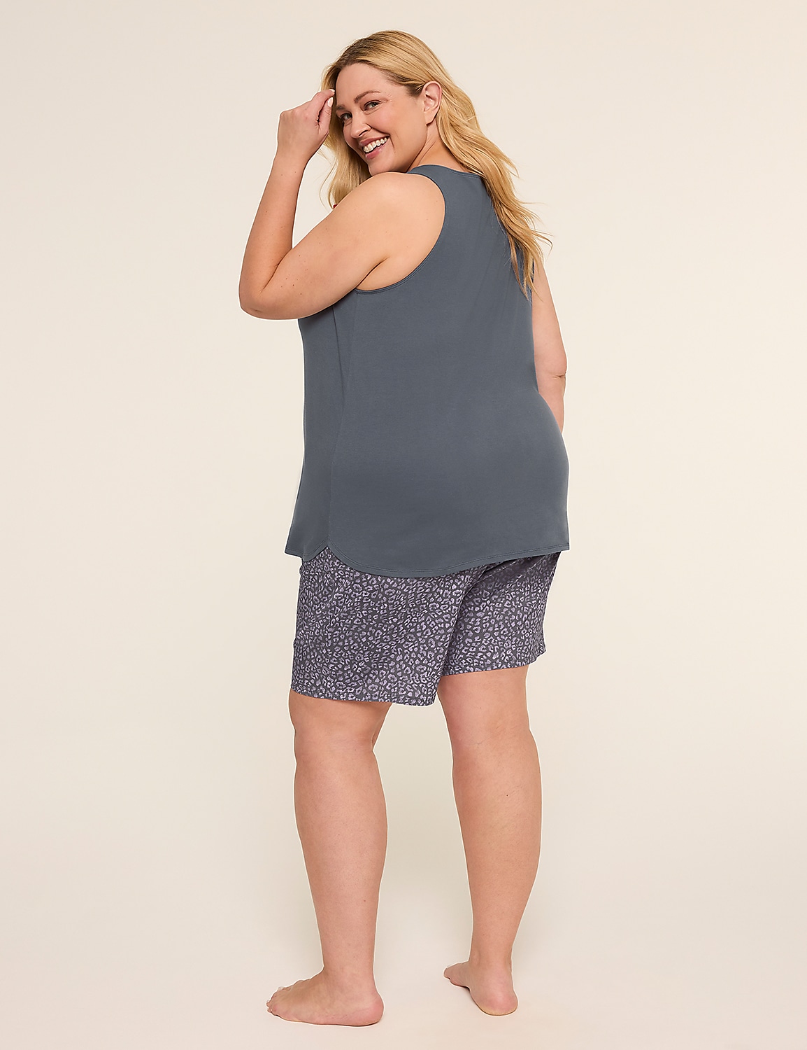 Comfy Cotton V-Neck Tank & Bermuda Short PJ Set Product Image 2