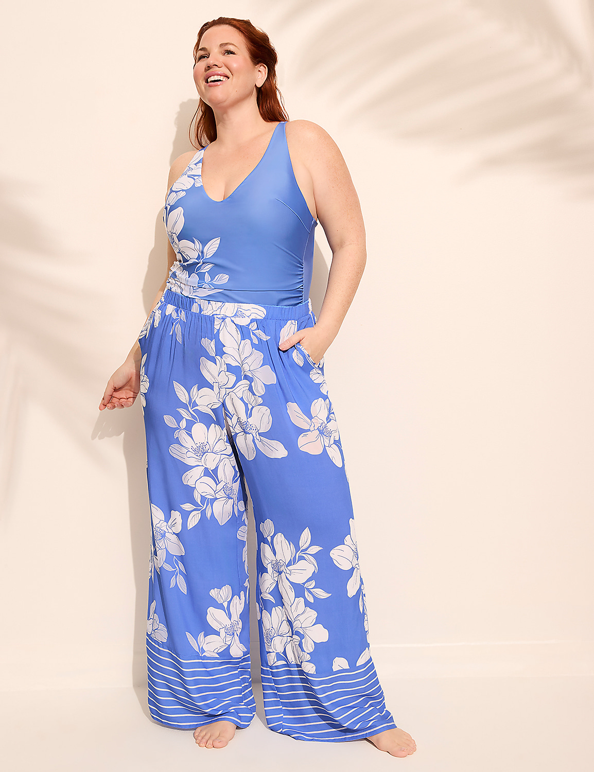 Border-Print Wide Leg Pant Cover-Up Product Image 3