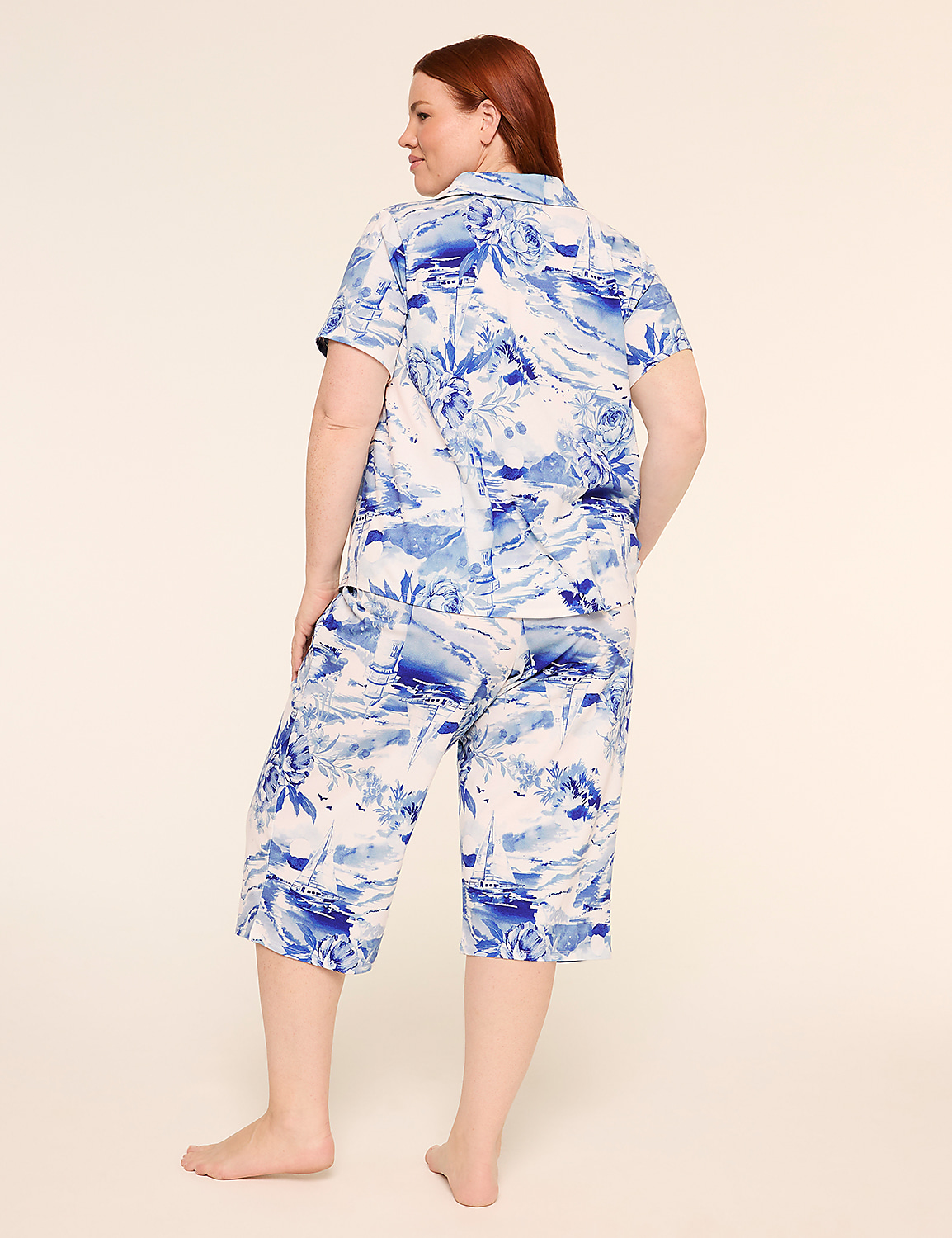 Comfy Cotton Notch-Neck Top & Crop Pant PJ Set Product Image 2