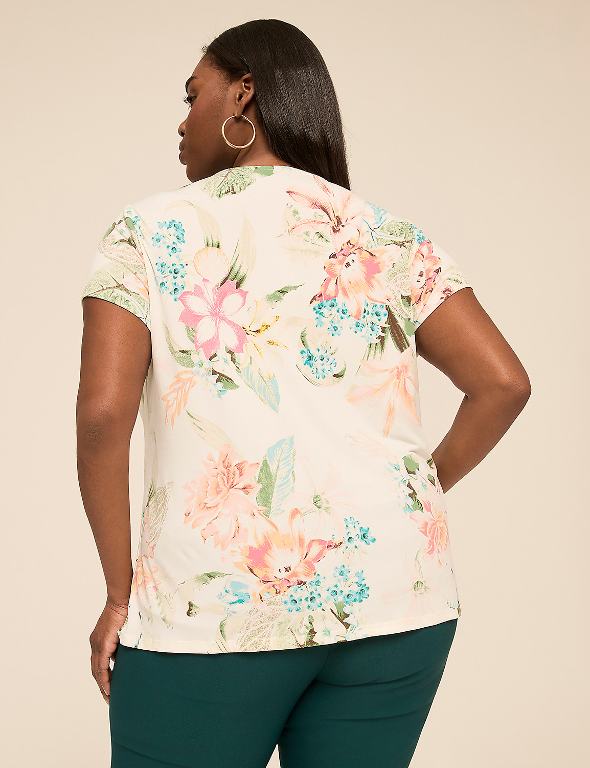 Swing Cap-Sleeve Pleat-Front Top Product Image 2