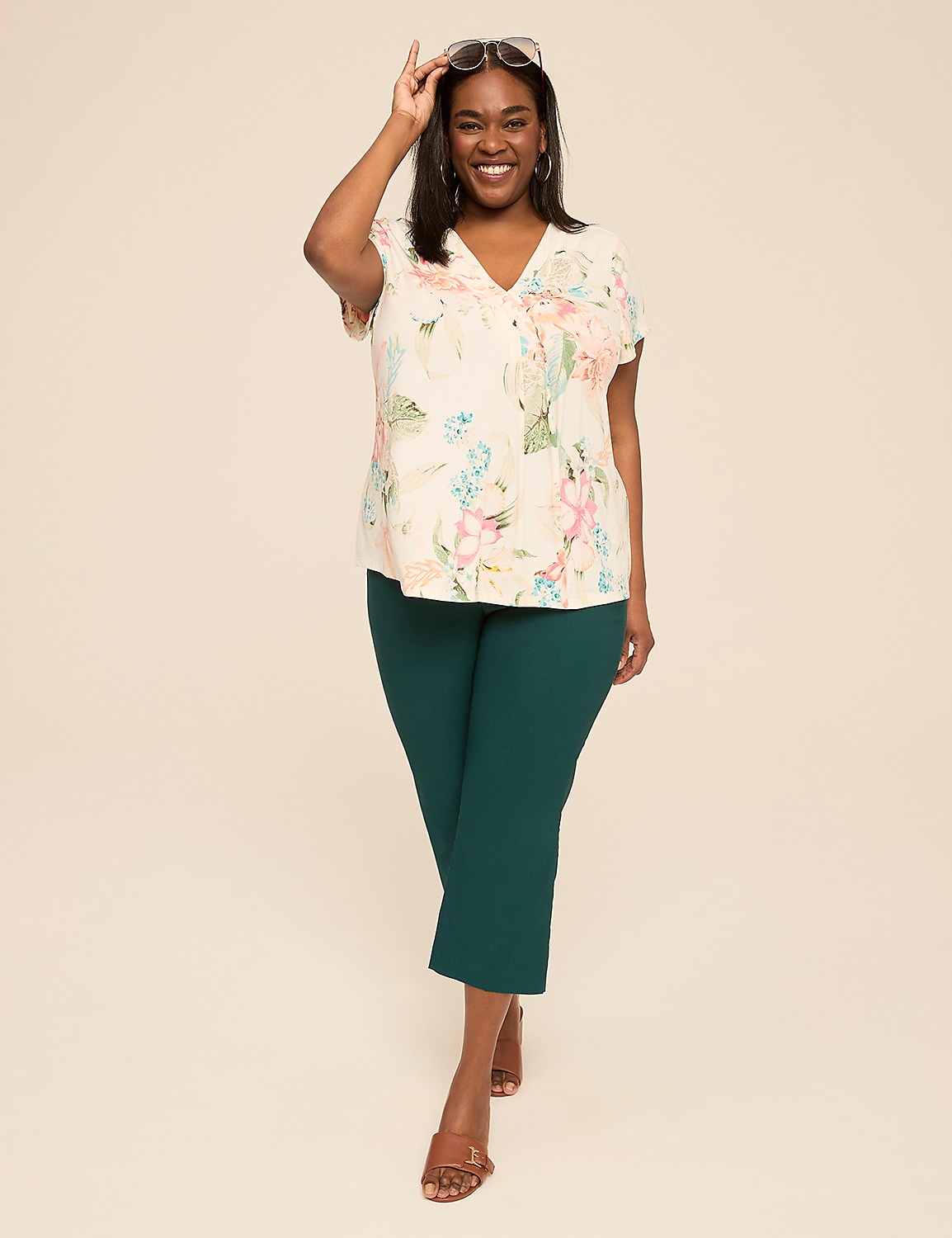 Swing Cap-Sleeve Pleat-Front Top Product Image 3