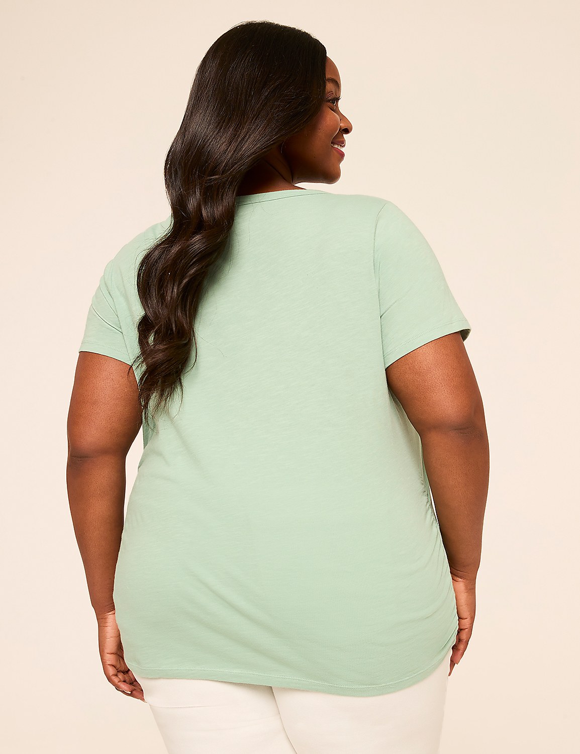 Short-Sleeve V-Neck Side-Ruched Tee Product Image 2