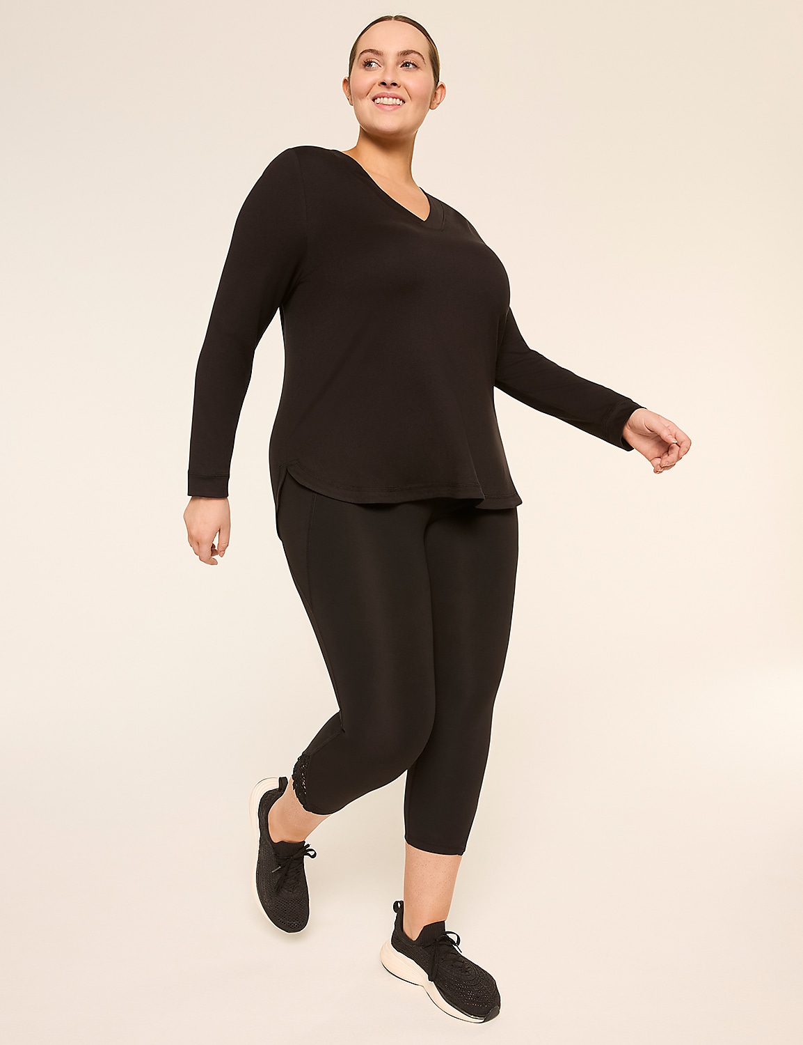 LIVI Soft Long-Sleeve V-Neck Tee Product Image 3