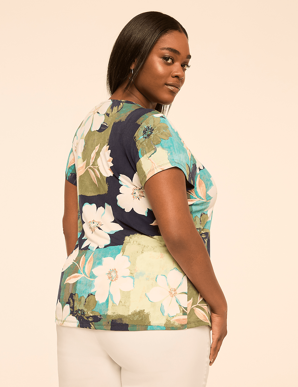 Swing Cap-Sleeve Pleat-Front Top Product Image 2