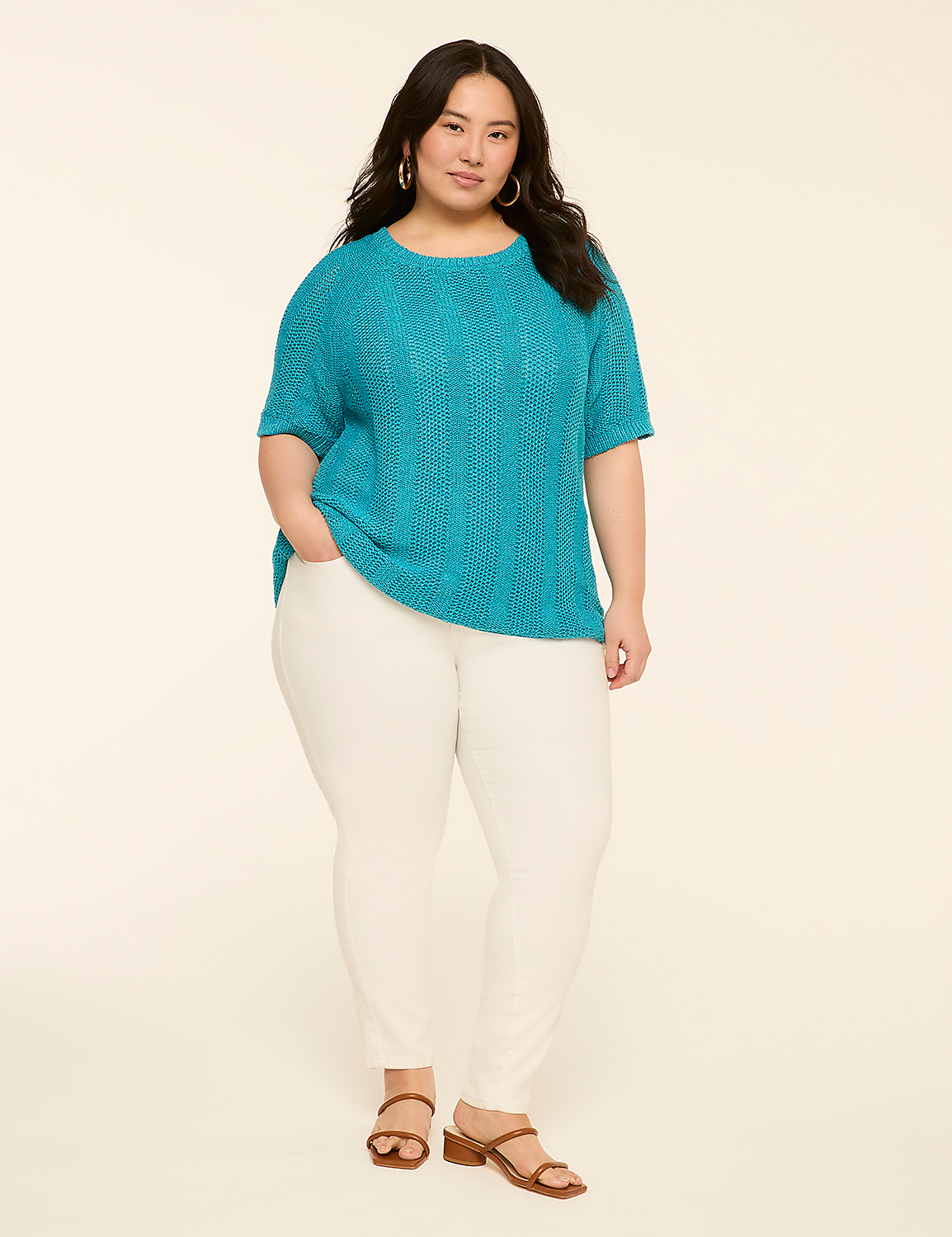 Elbow-Sleeve Pullover Sweater Product Image 3