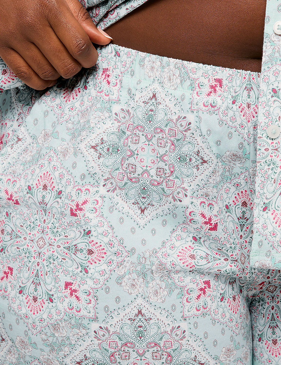 100% Cotton Notch-Neck Top & Short PJ Set Product Image 3