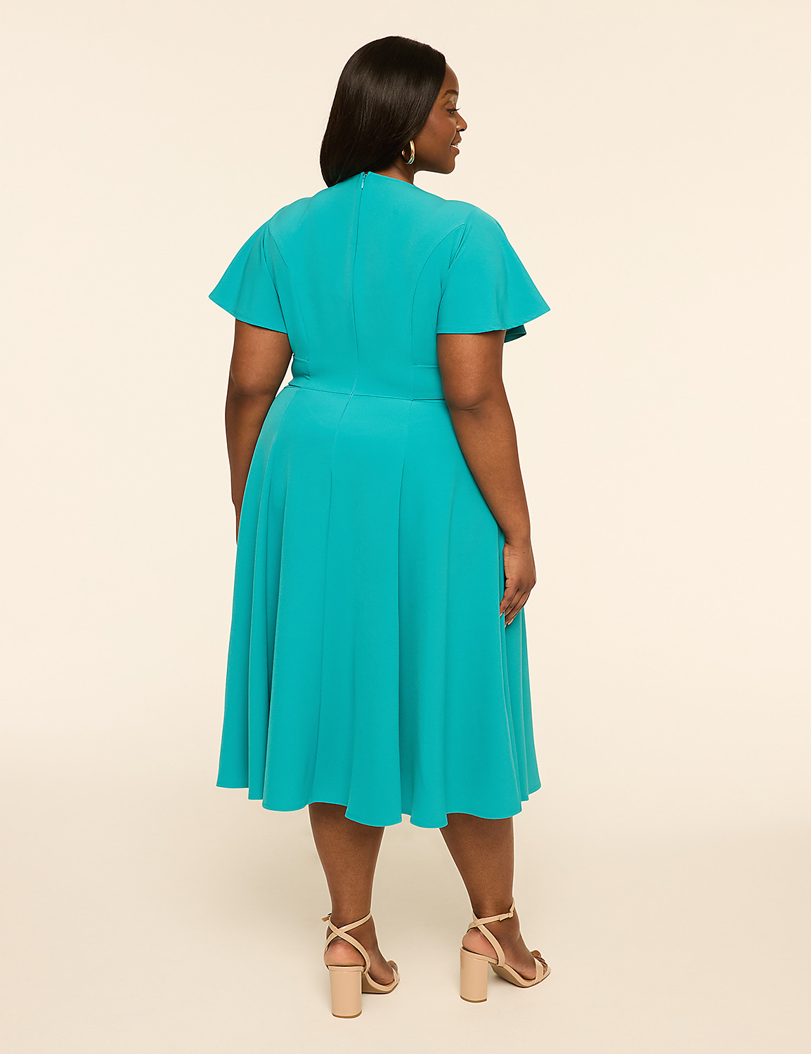 Lena V-Neck Level-Hem Midi Dress Product Image 2