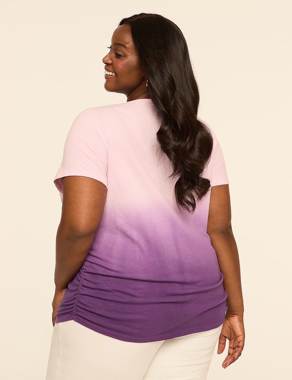 Short-Sleeve V-Neck Side-Ruched Tee Product Image 2