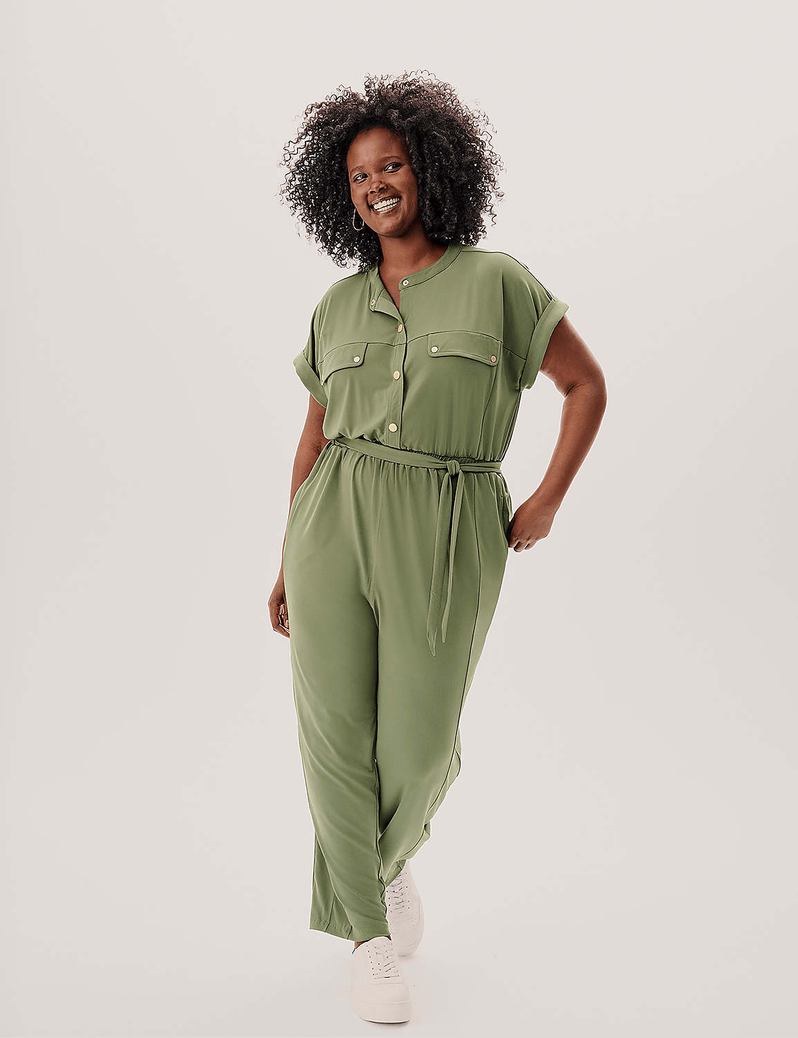 Short-Sleeve Utility Jersey Jumpsuit Product Image 1
