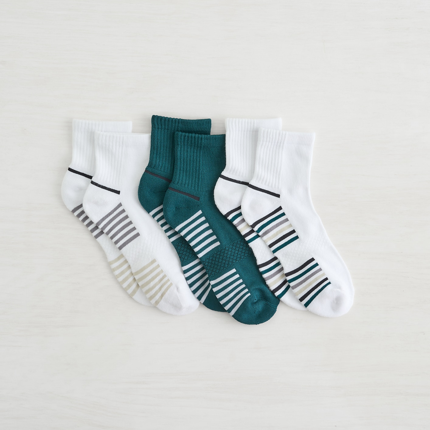 Lemon Powder Stripe Quarter Crew Socks Product Image 1