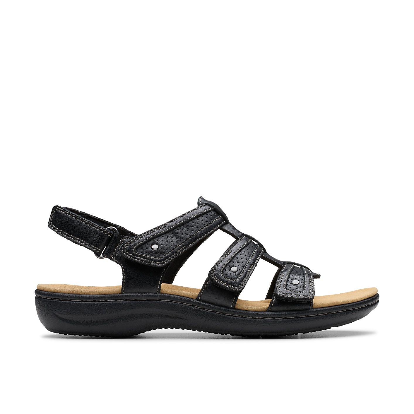 Clarks Laurieann Ivy Black Leather Sandal Product Image 1