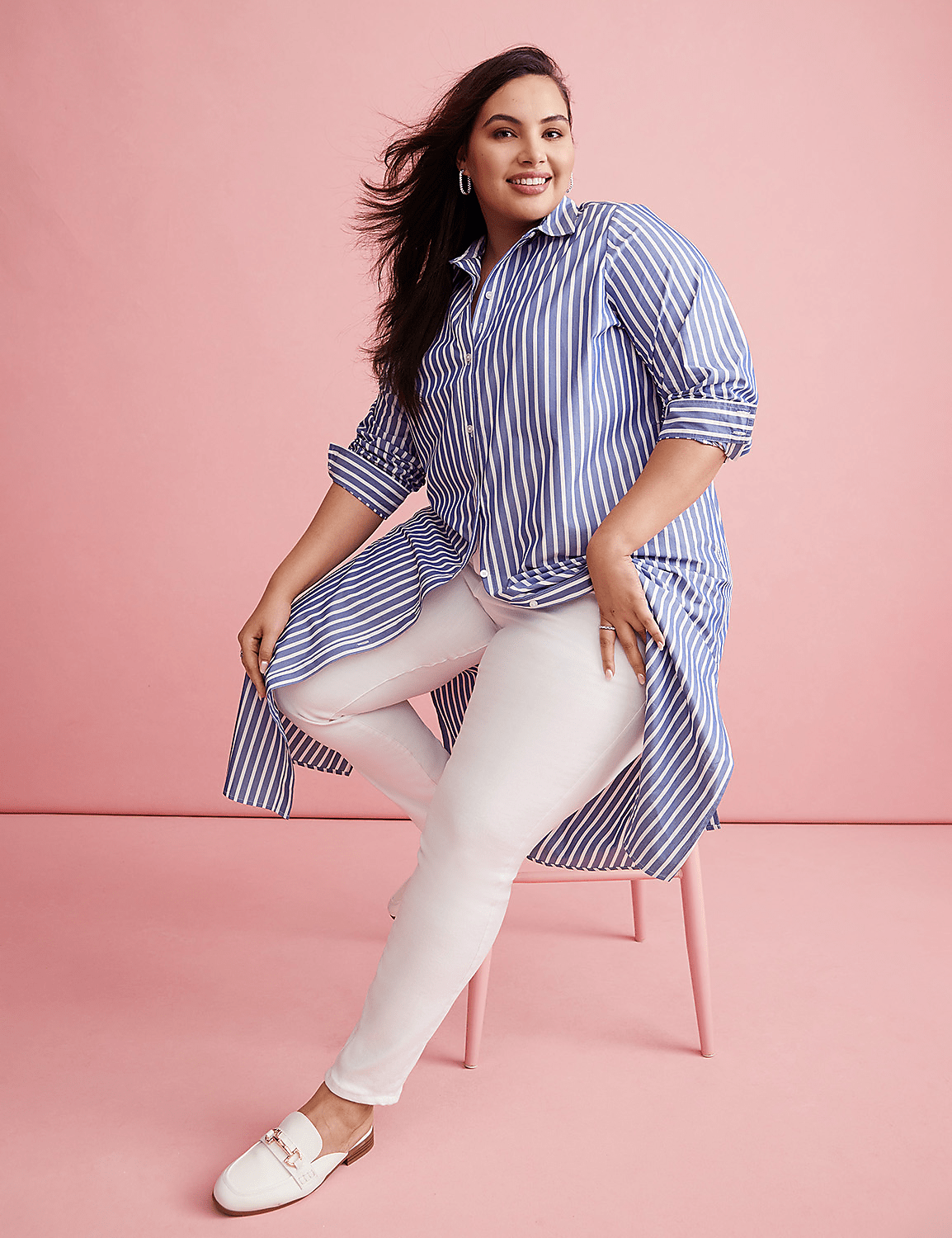 Long-Sleeve Belted Midi Shirt Dress Product Image 6