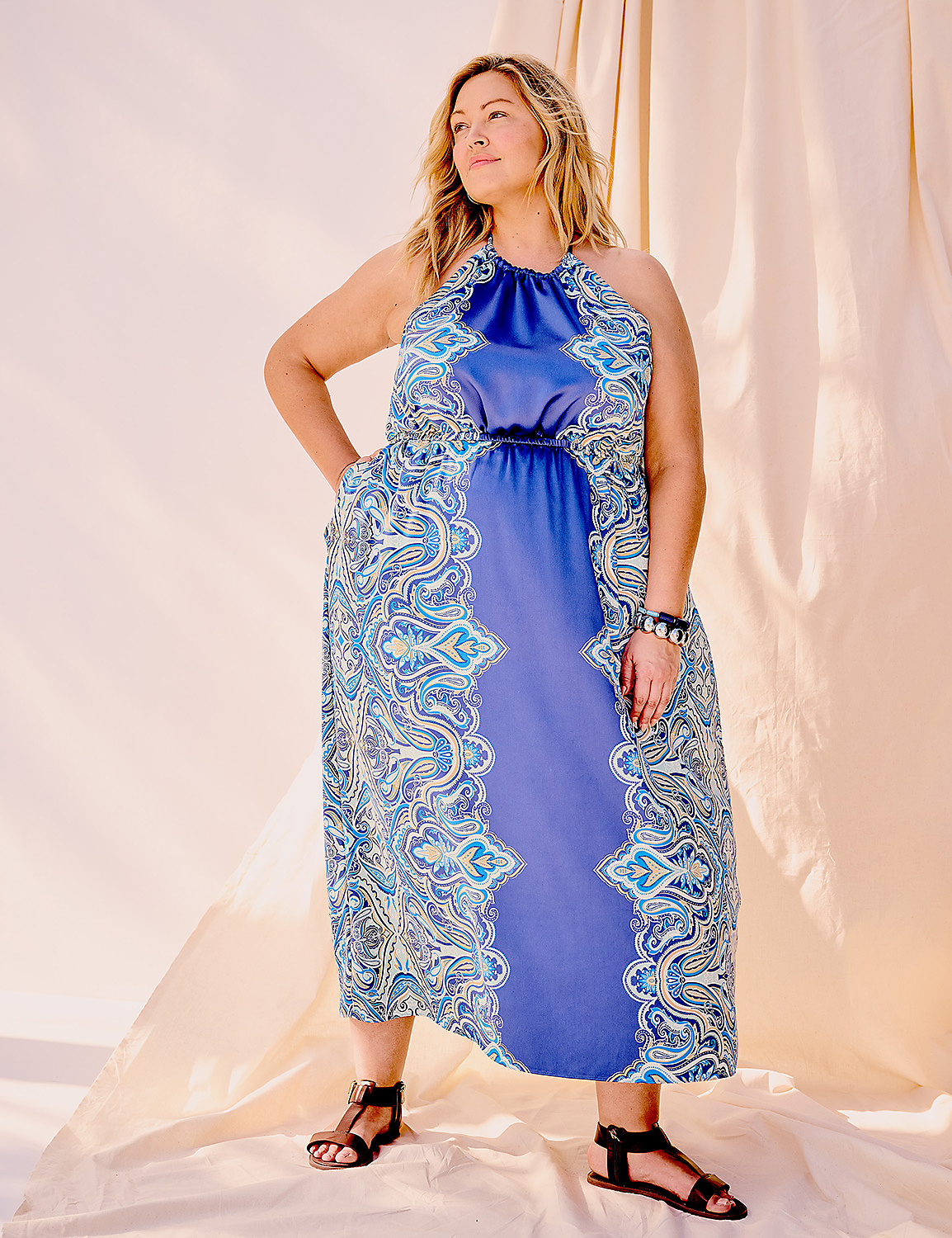 Satin Halter-Neck Maxi Dress Product Image 4