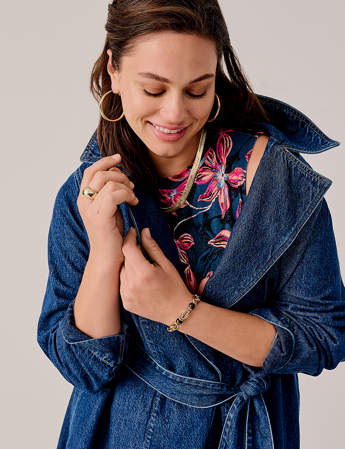 Denim Belted Trench Product Image 4