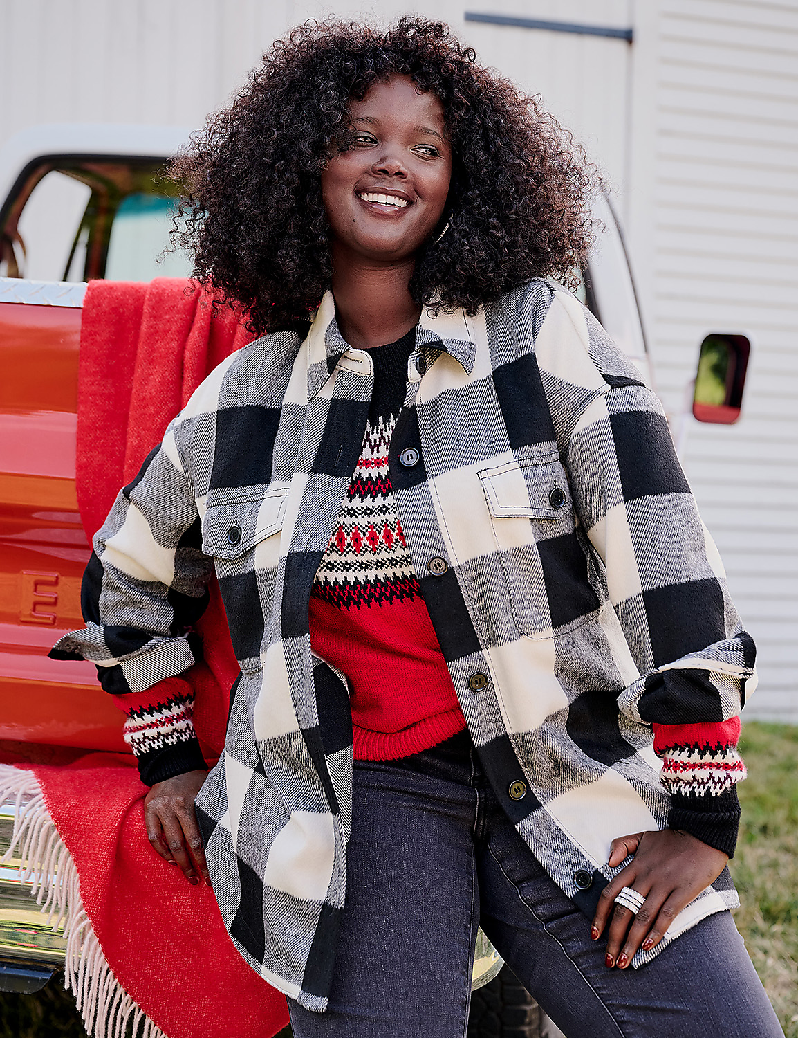 Button-Front Plaid Shacket Product Image 4