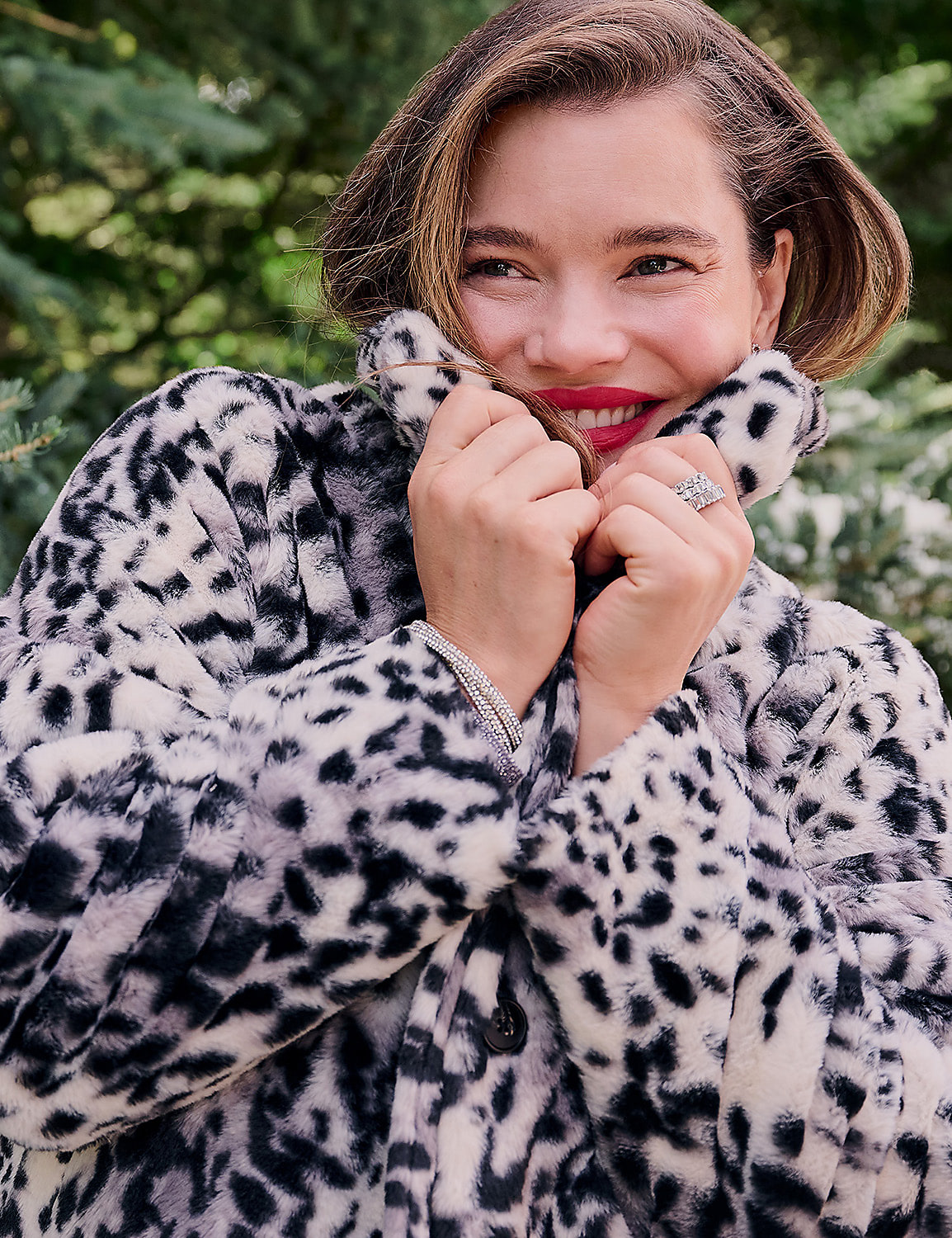 Snow Leopard Fur Short Jacket 11431 | LaneBryant